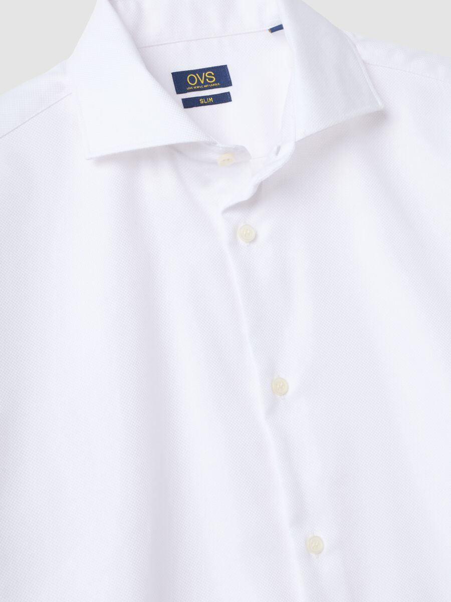 White slim-fit pure cotton shirt with cutaway collar_6