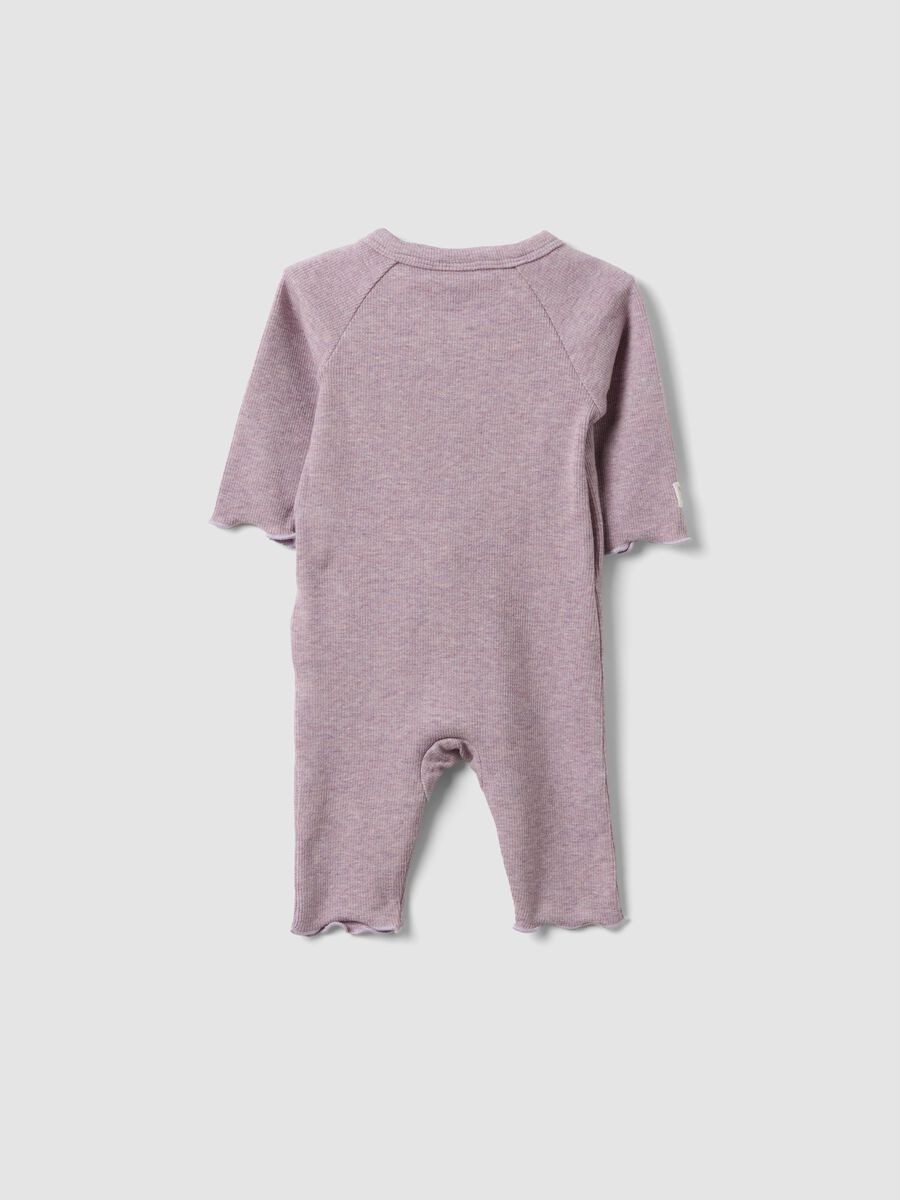 Purple organic cotton wrapover babygrow for baby girl_1