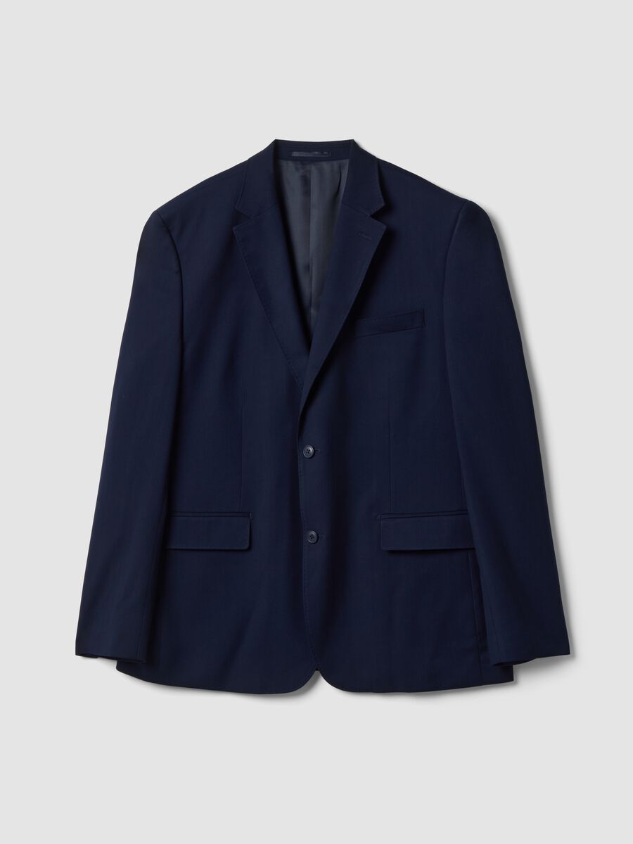 Blazer blu in viscosa elasticizzata slim fit_0