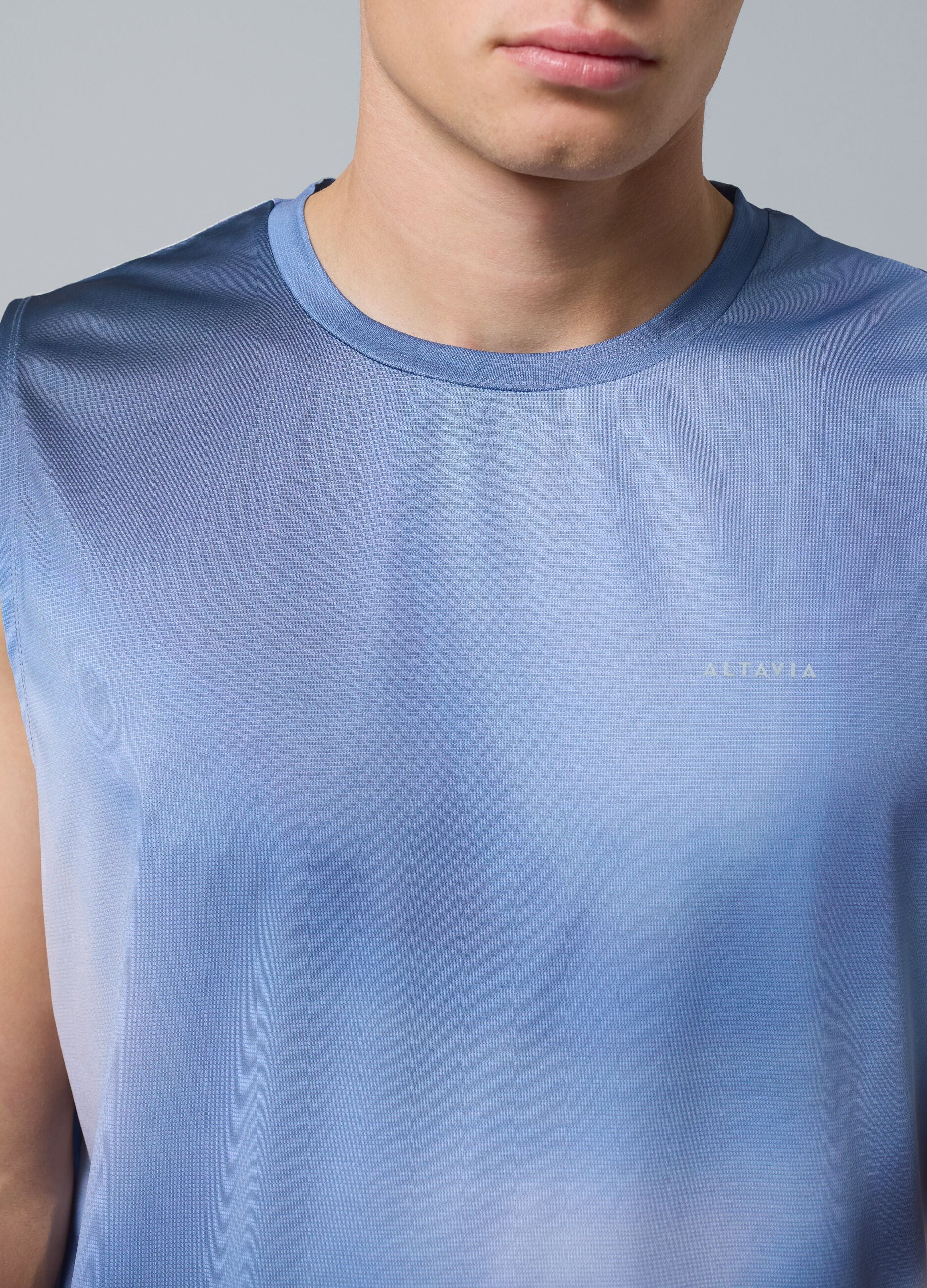 Light Blue ALTAVIA COURT Tank Top in Stretch Fabric with Tie-Dye Effect