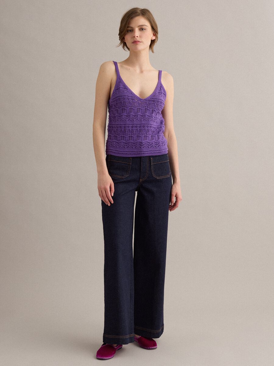 Purple pure cotton regular-fit knitted tank top_2