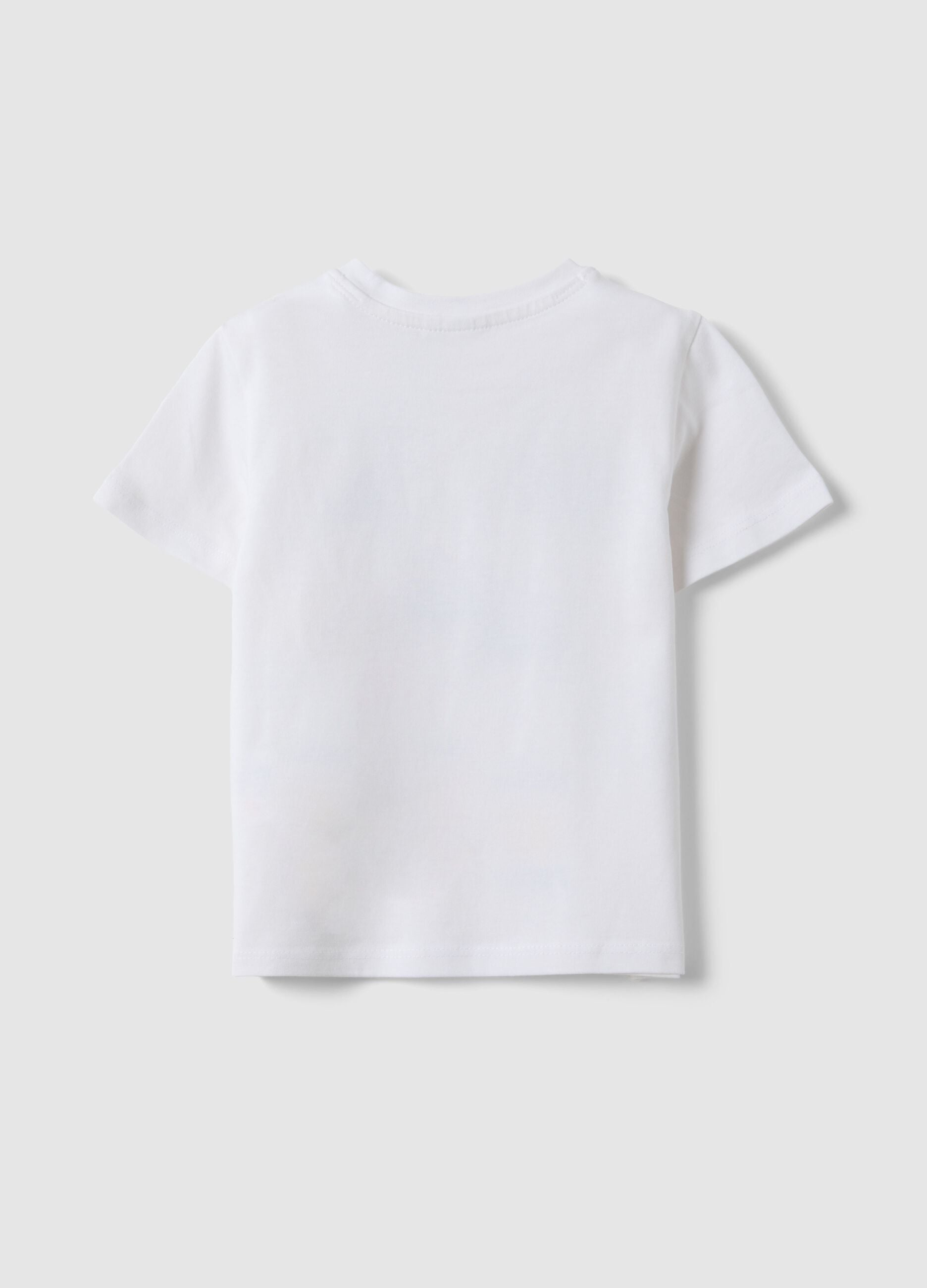 White pure cotton children's T-shirt regular fit with prints