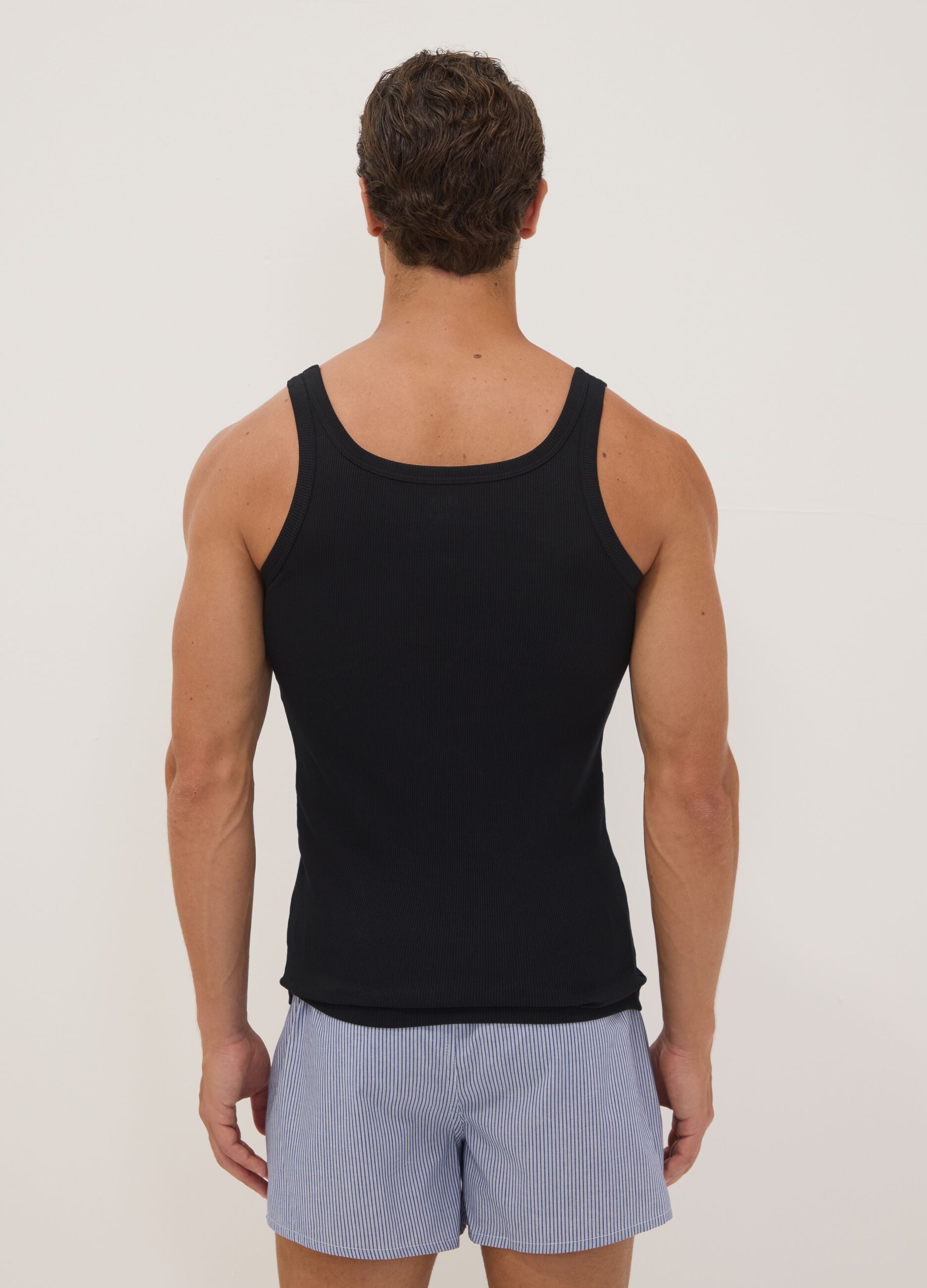 Black pure organic cotton ribbed vest