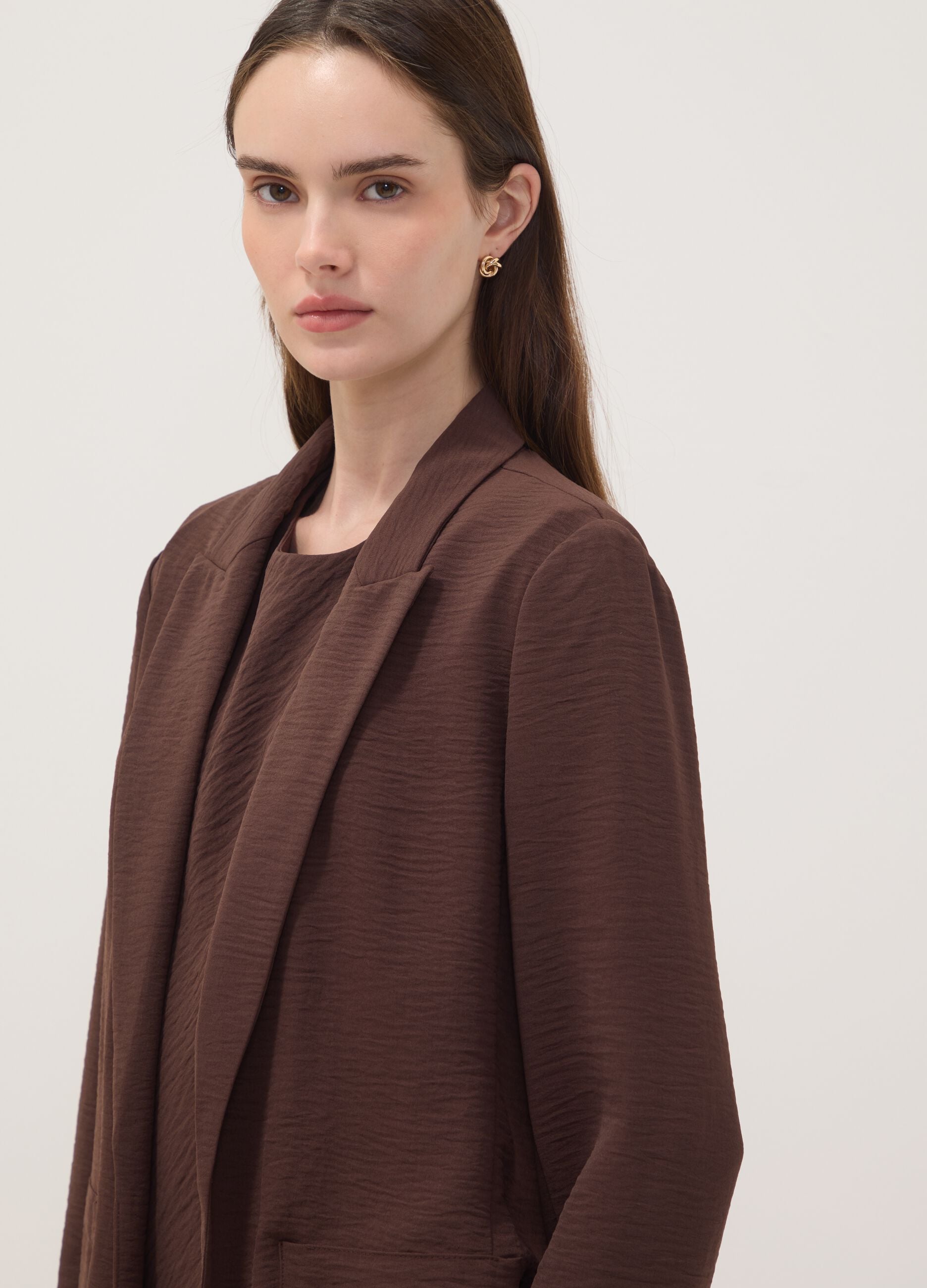 Brown regular-fit blazer with classic lapel