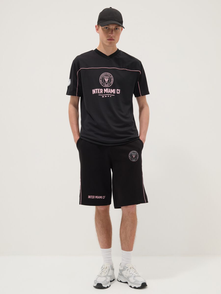 Black cotton-blend sports shorts, regular fit_0