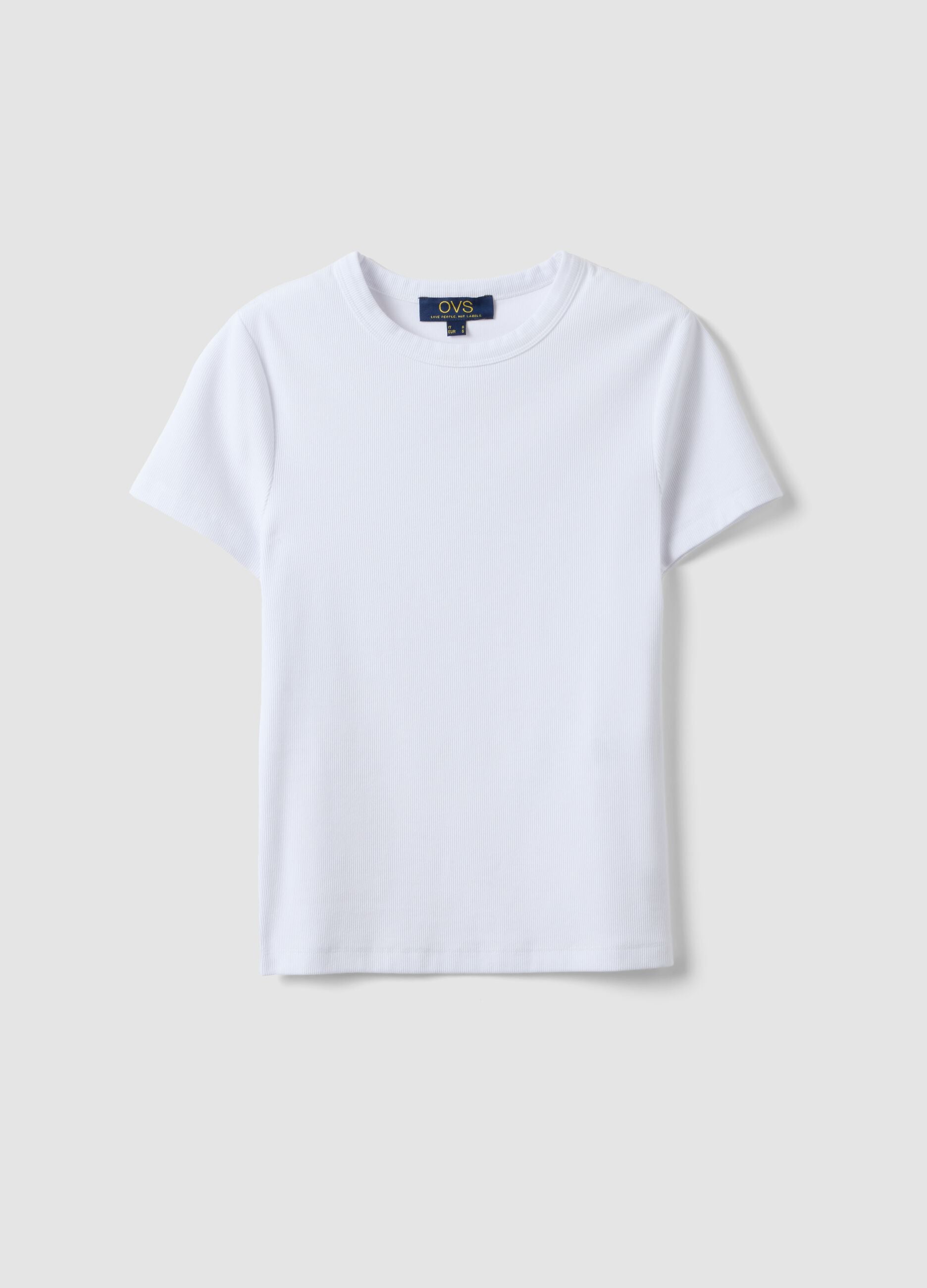 White fitted short-sleeve stretch cotton T-shirt