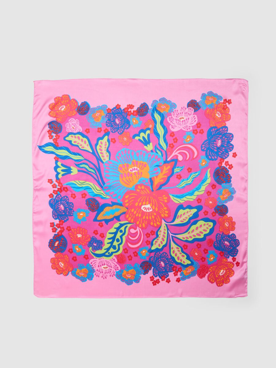 Foulard leggero multicolor con stampa floreale_2