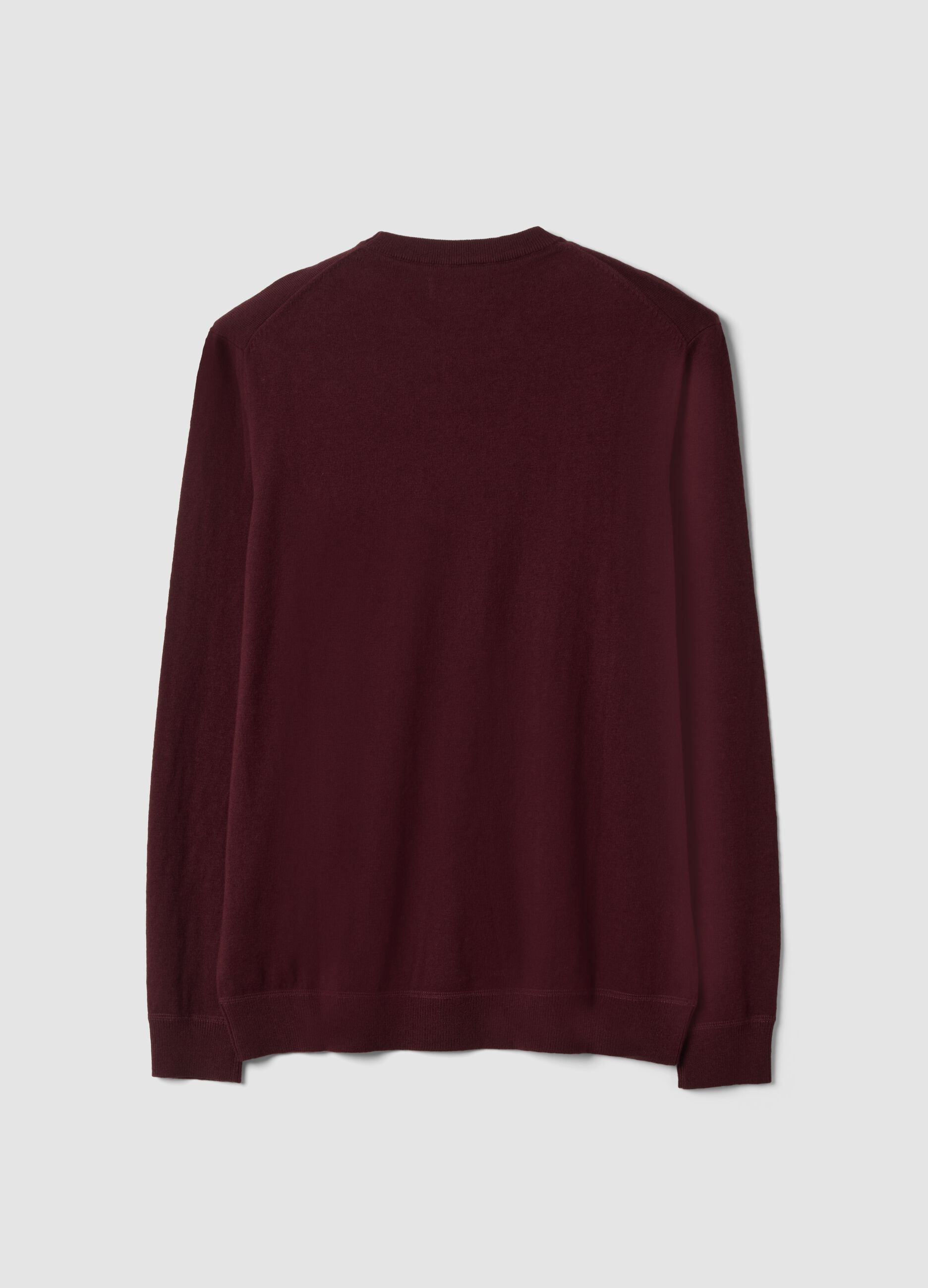 Red cotton and cashmere-blend crew-neck jumper