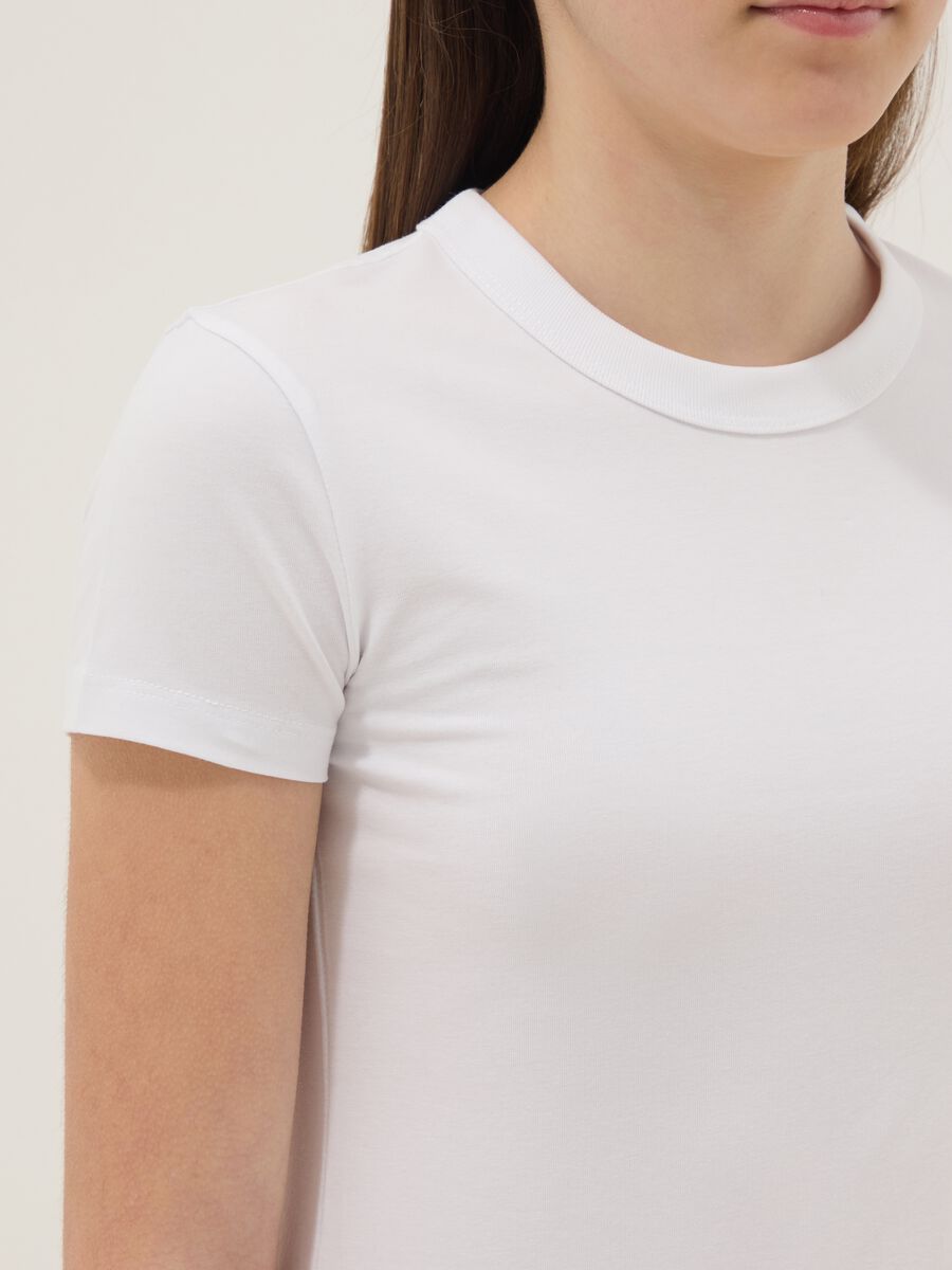 Girls&rsquo; white stretch cotton regular-fit T-shirt_2