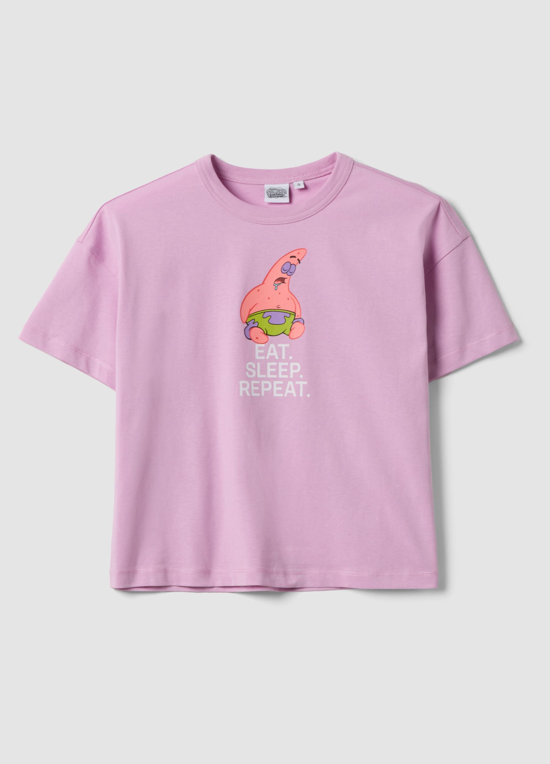 Regular fit pink pure cotton T-shirt with Patrick Star print