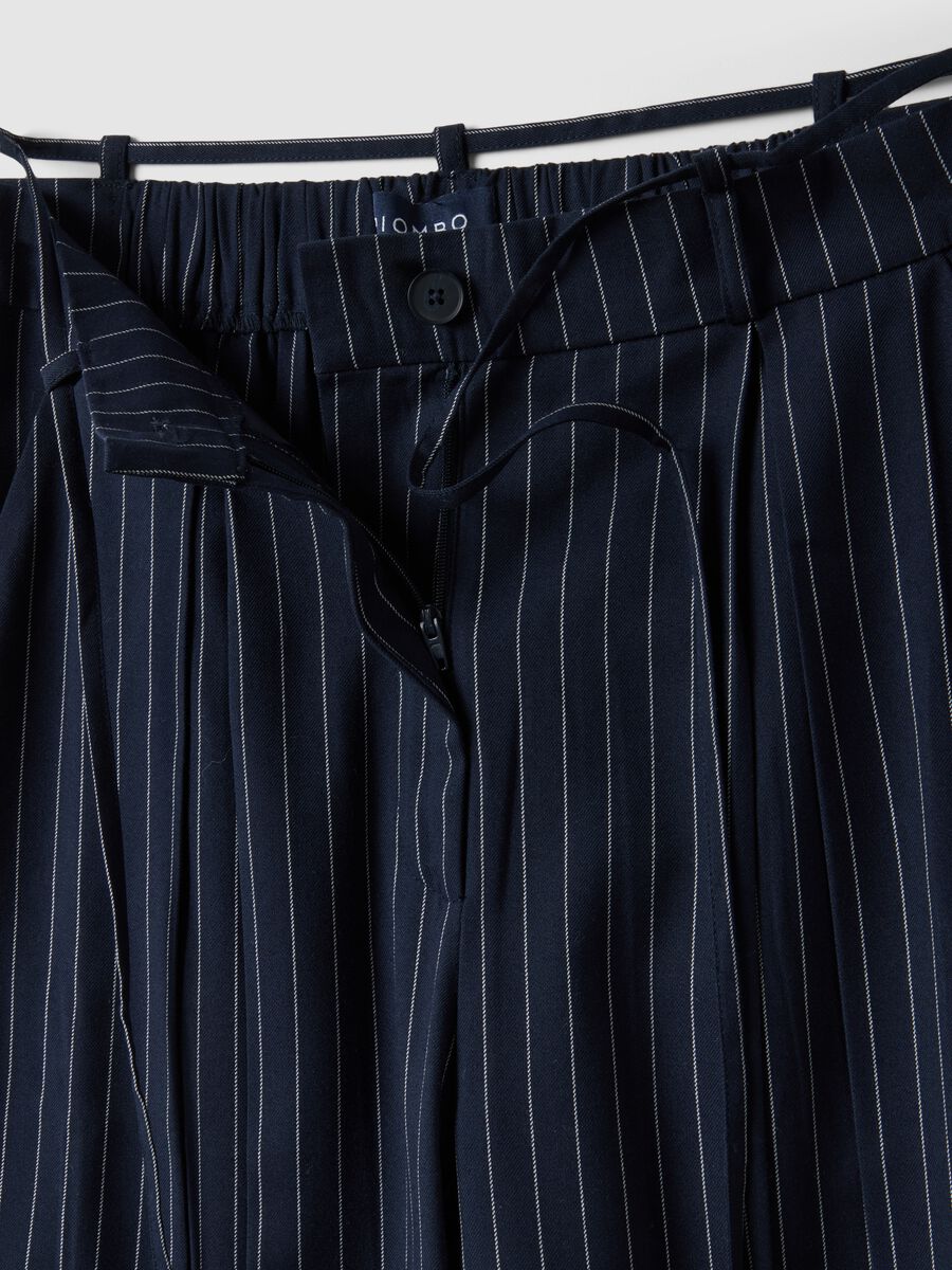 Pantaloni flare in misto viscosa a righe multicolor_5