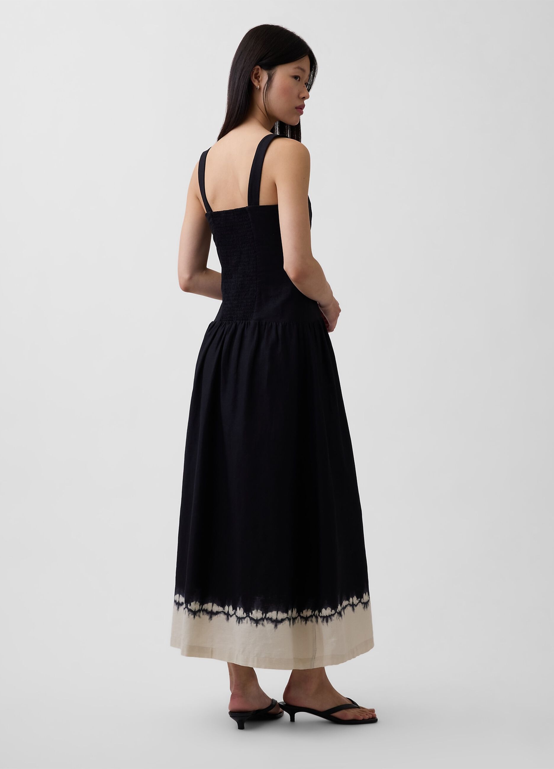 Linen-blend midi dress