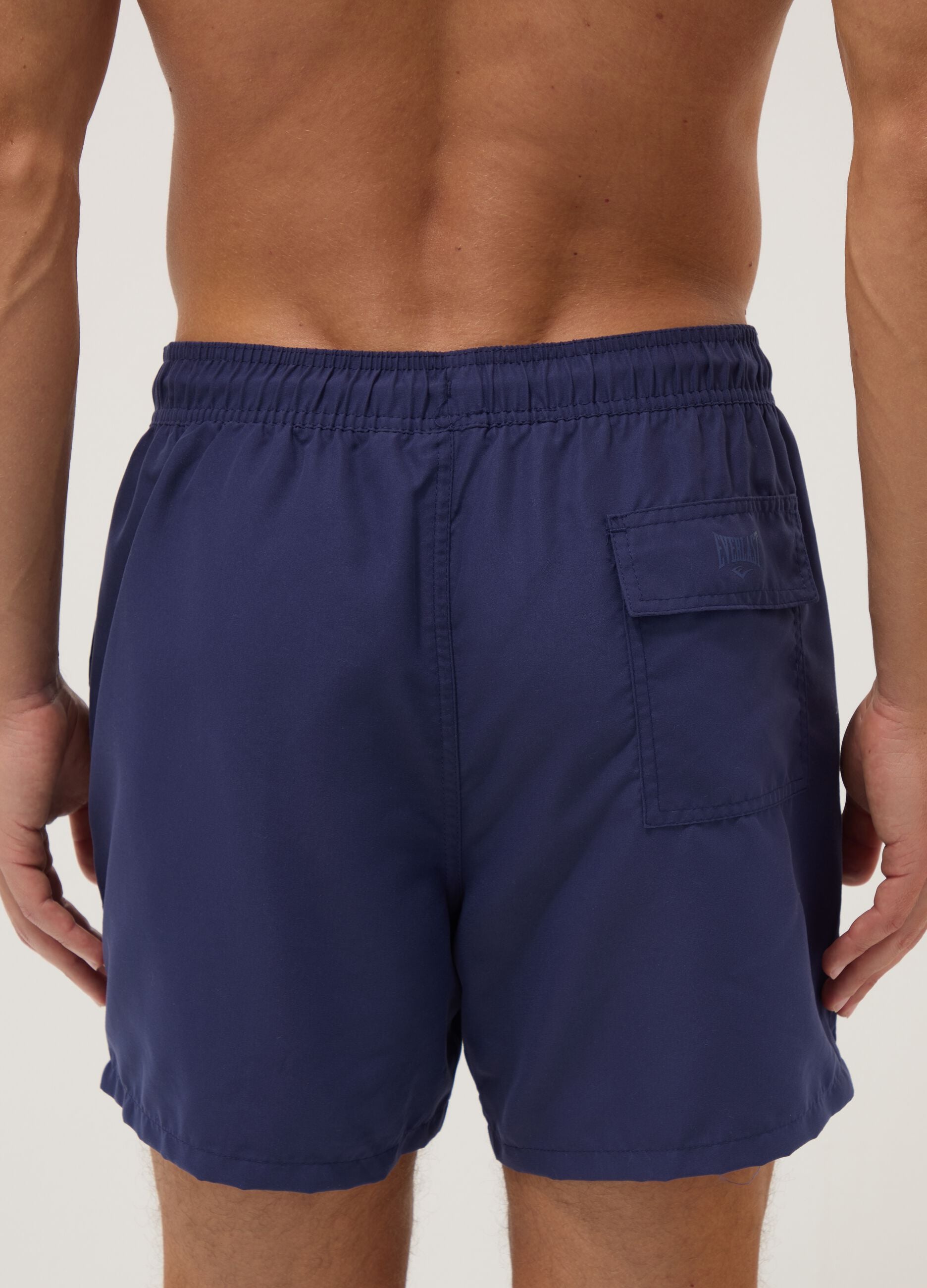 Blue swim shorts with contrast drawstring