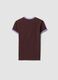 Brown stretch cotton fitted T-shirt with contrast trims_2