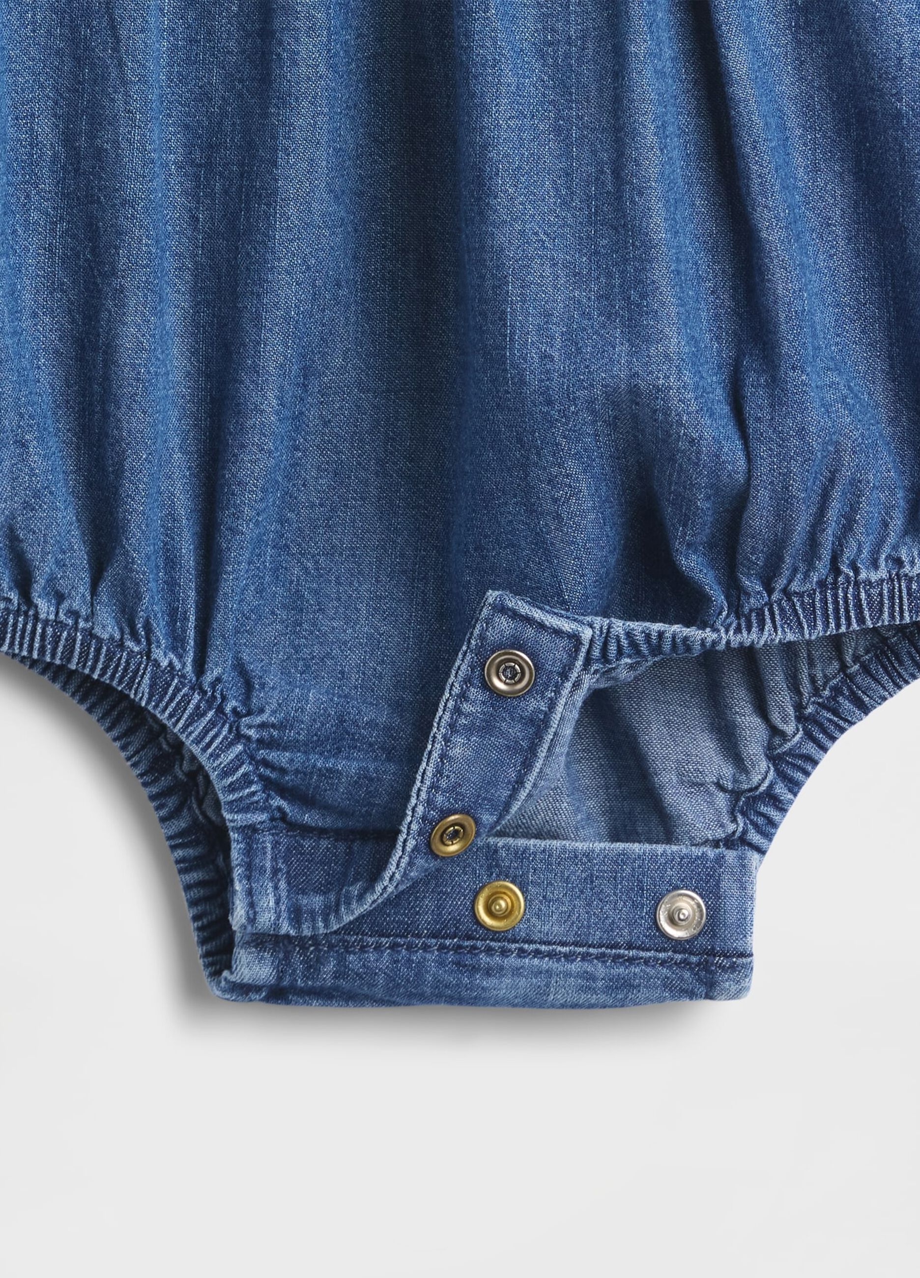 Denim bodysuit with embroidered collar