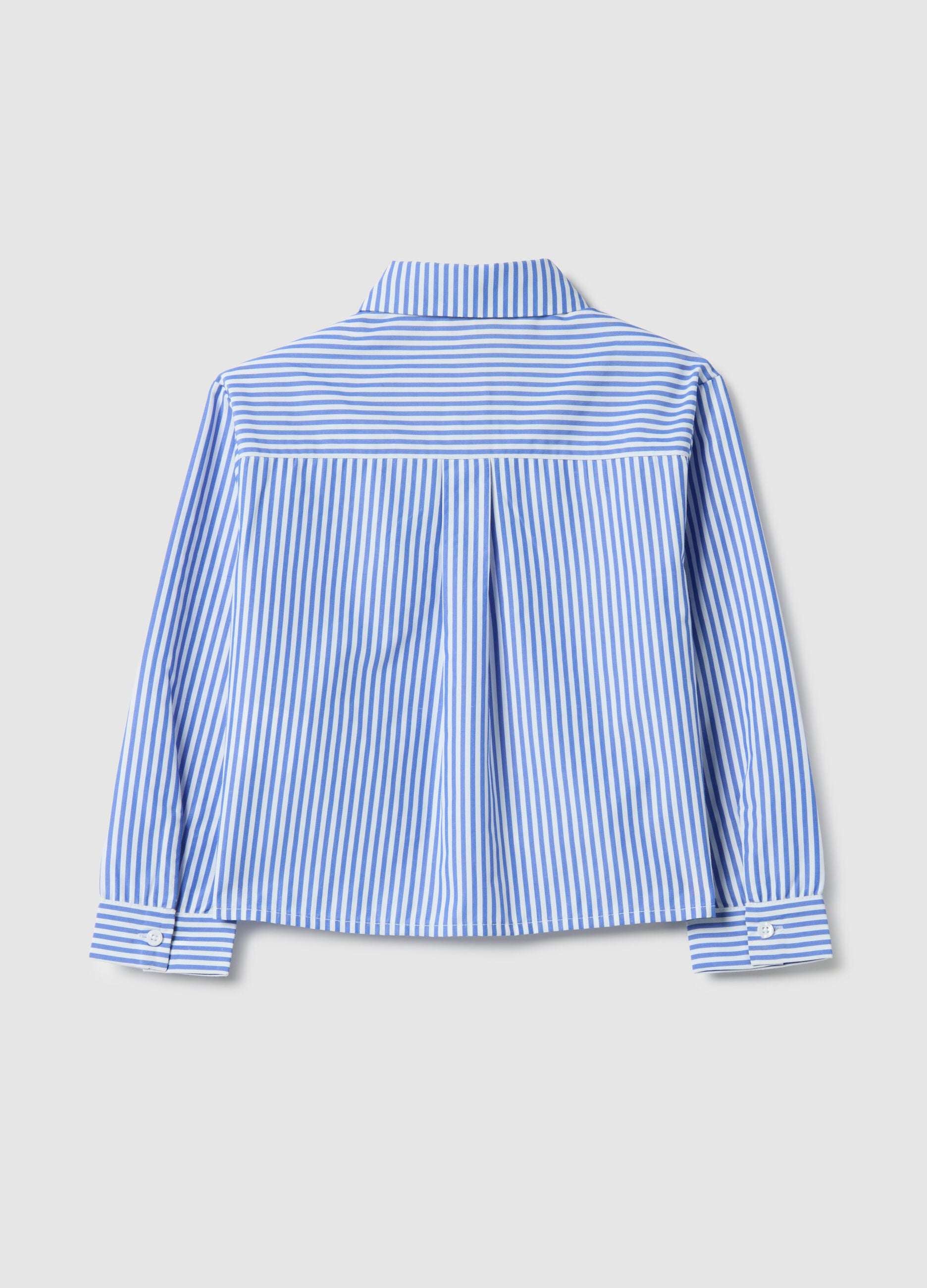 Girls' regular fit multicolour striped cotton shirt