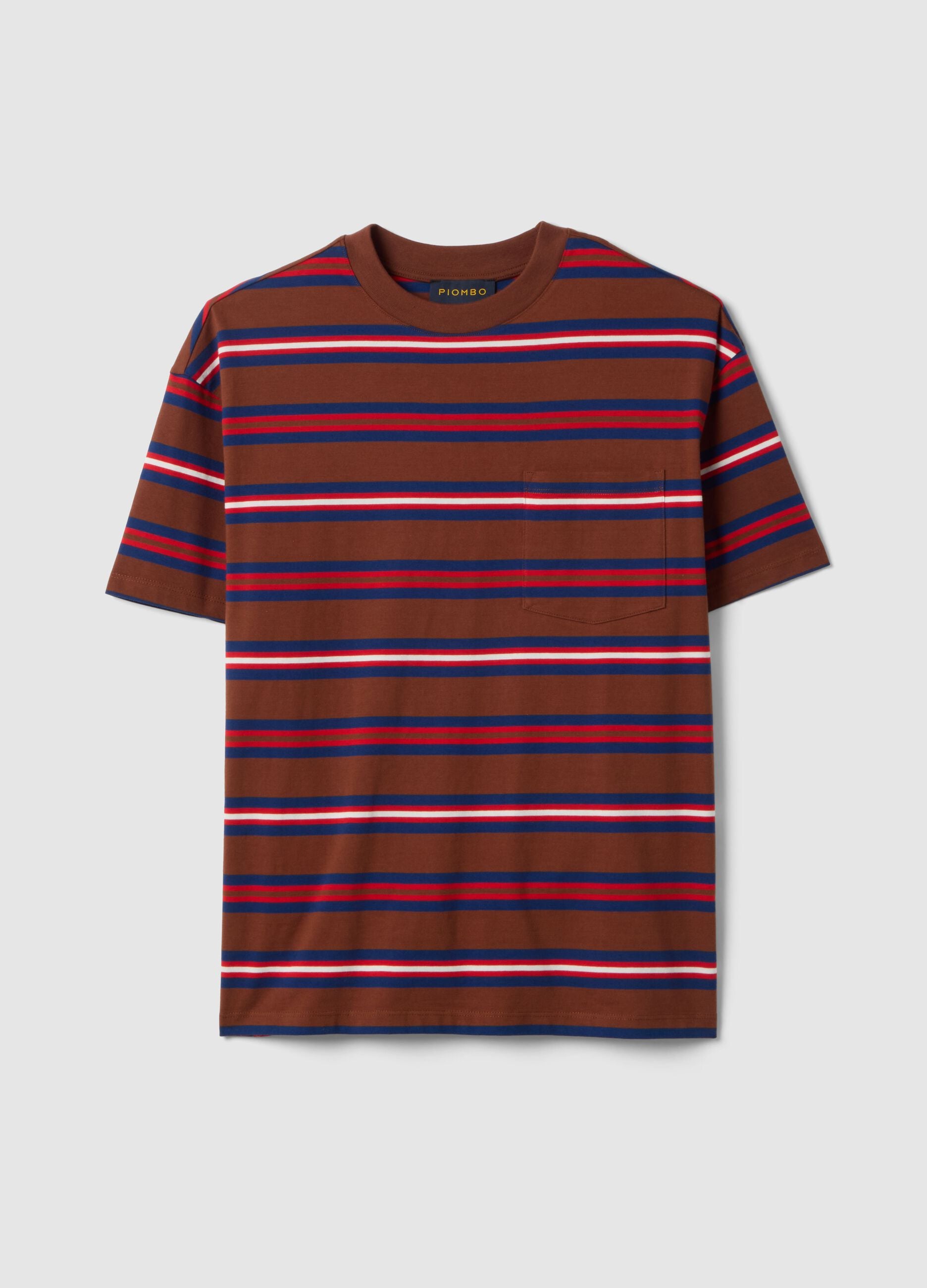Multicolour striped pure cotton relaxed fit T-shirt