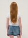 White short-sleeve pure cotton T-shirt with decorative heart_1