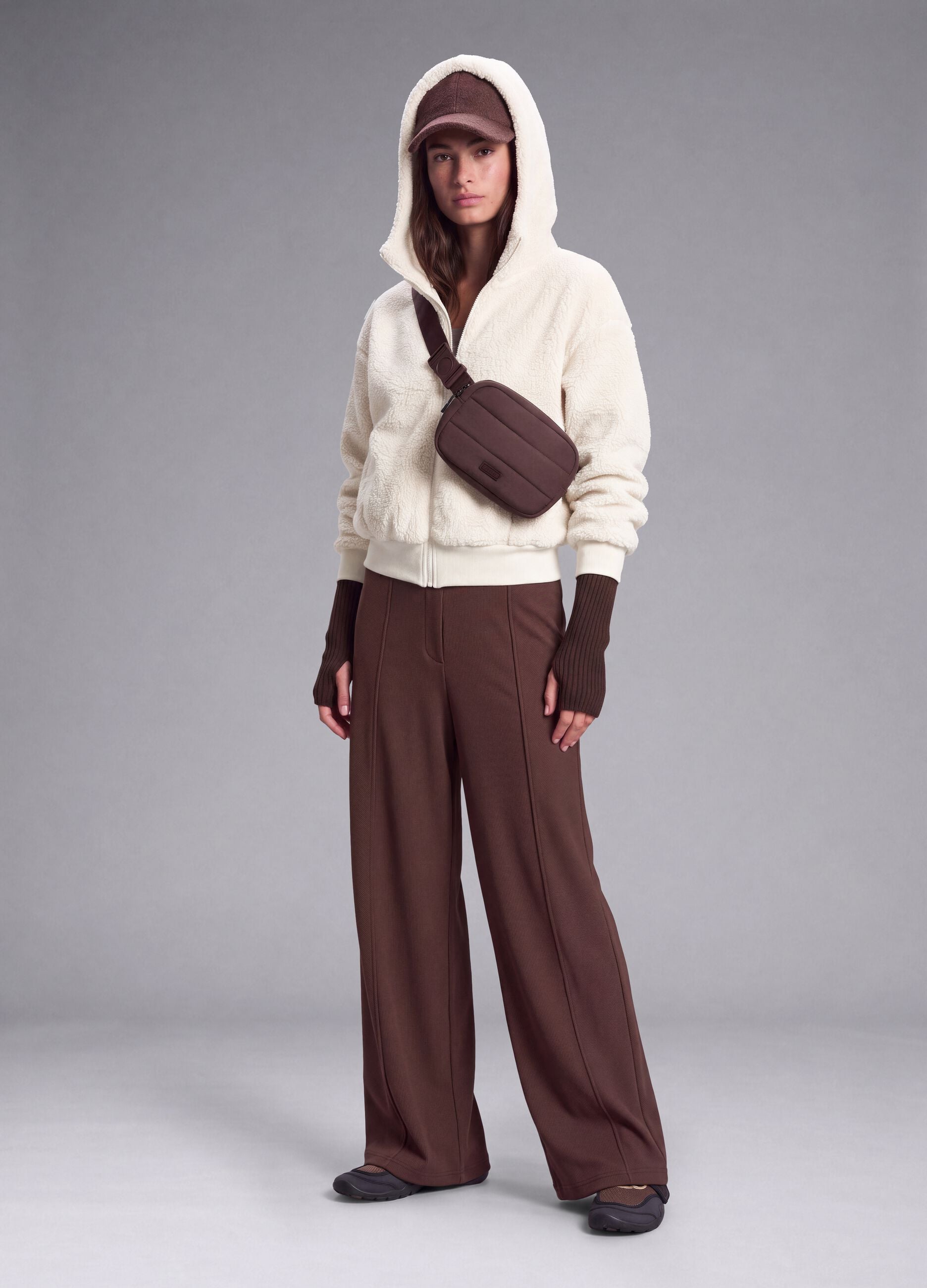 White full-zip teddy-effect hooded sweatshirt ALTAVIA STUDIO