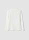 White pure organic cotton T-shirt with raised neck and puppy print_1