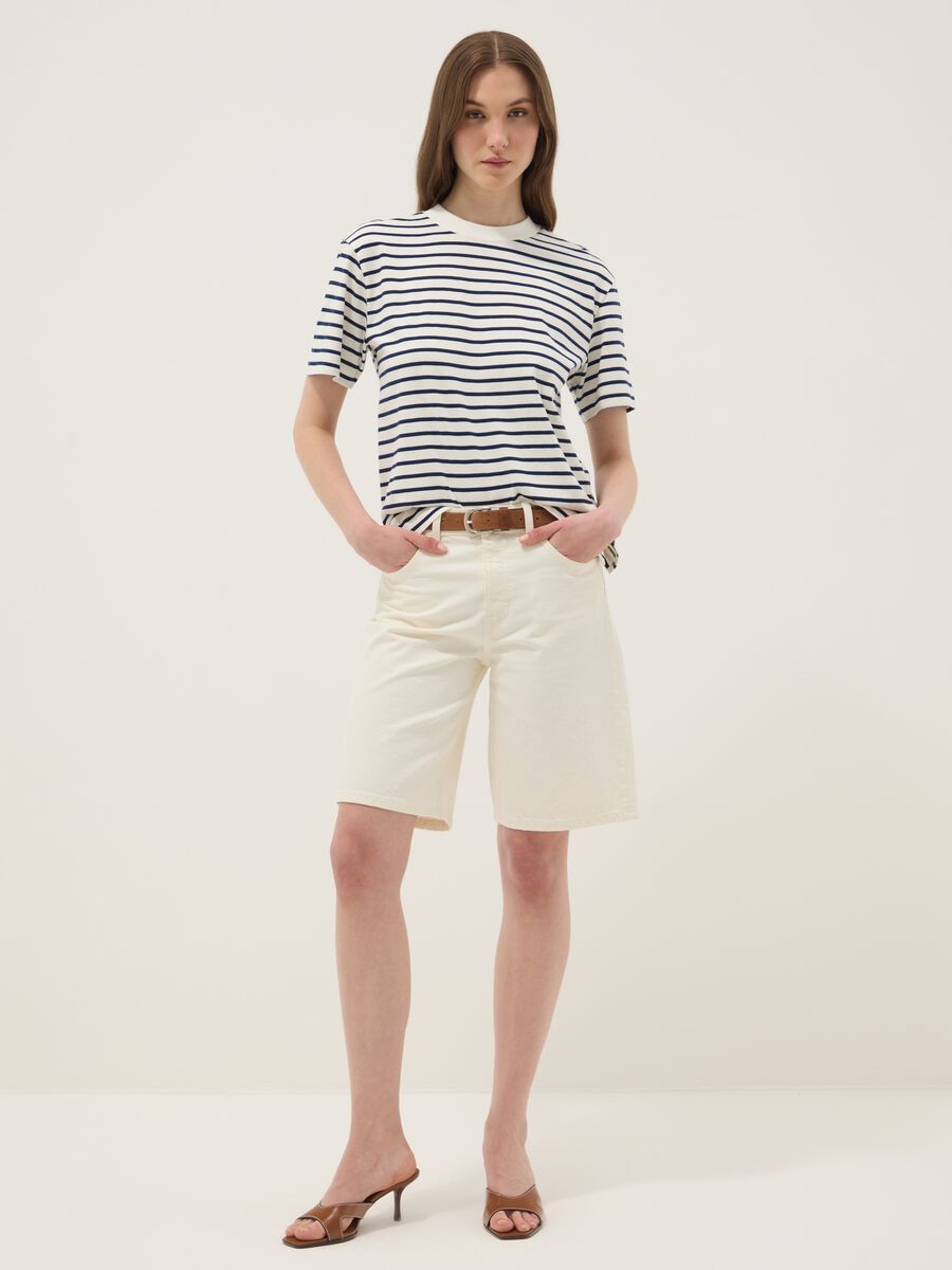 Blue pure cotton striped T-shirt_2
