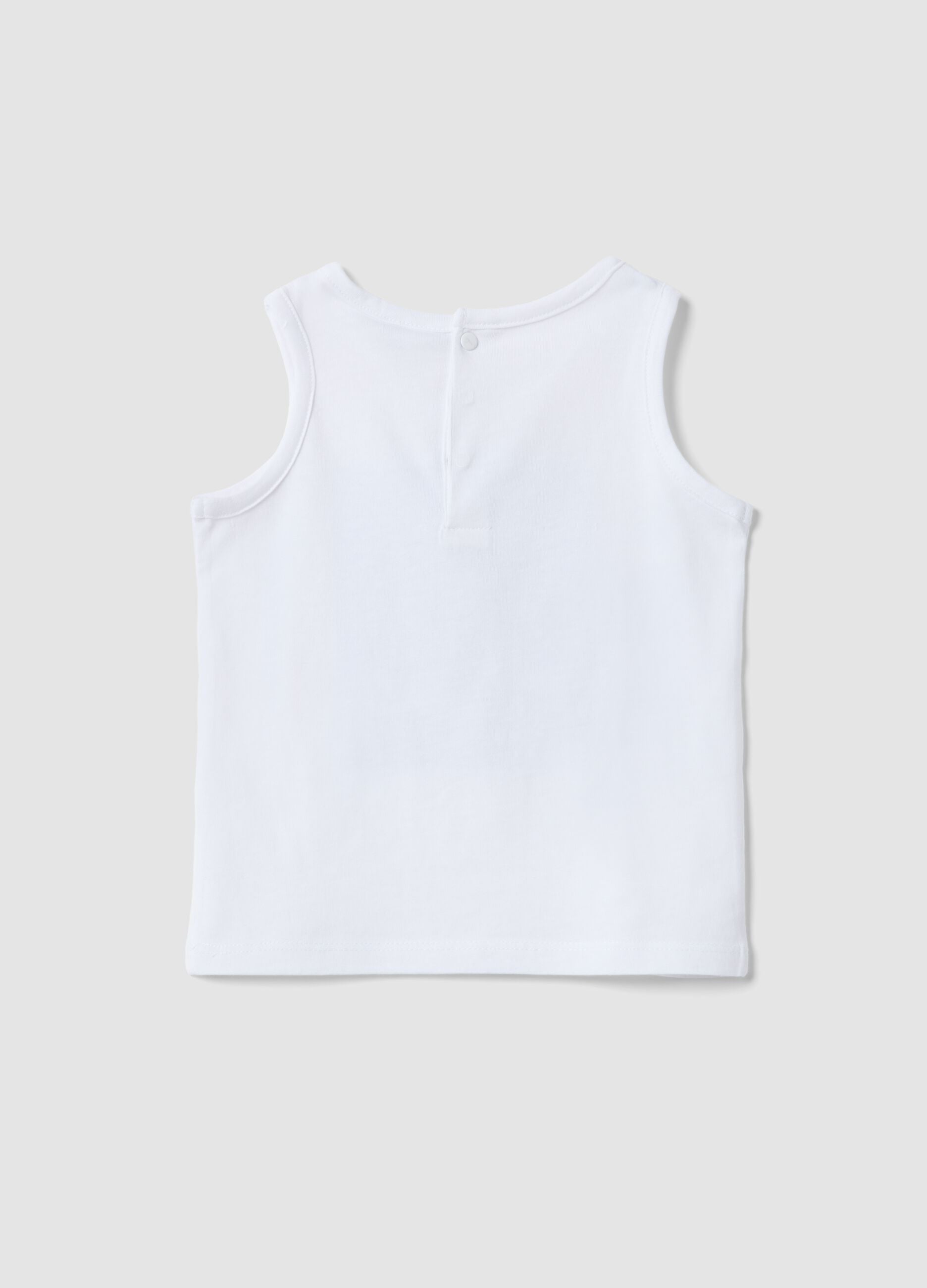White pure cotton boys&rsquo; vest, regular fit, with sailing print