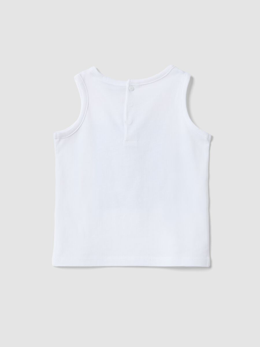 Canotta bianca in puro cotone da bimbo regular fit con stampa vela_1