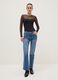 Black slim fit bodysuit with sheer accents_1