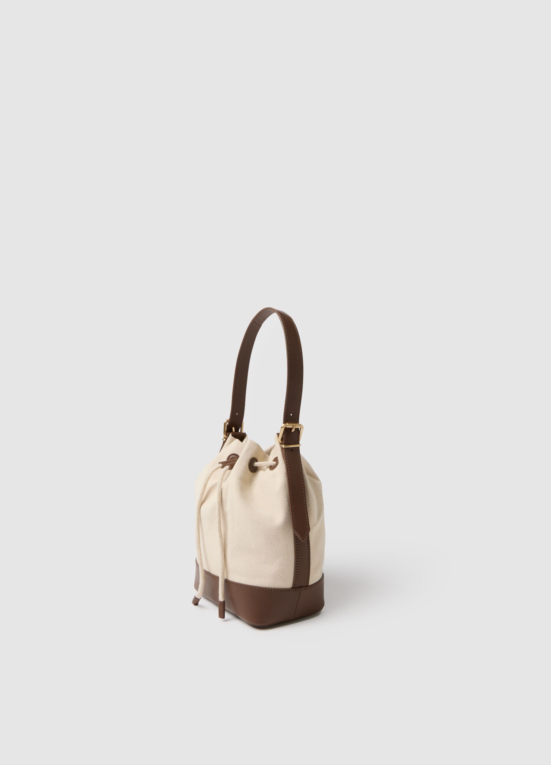 Multicolour pure cotton shoulder bag with drawstring closure