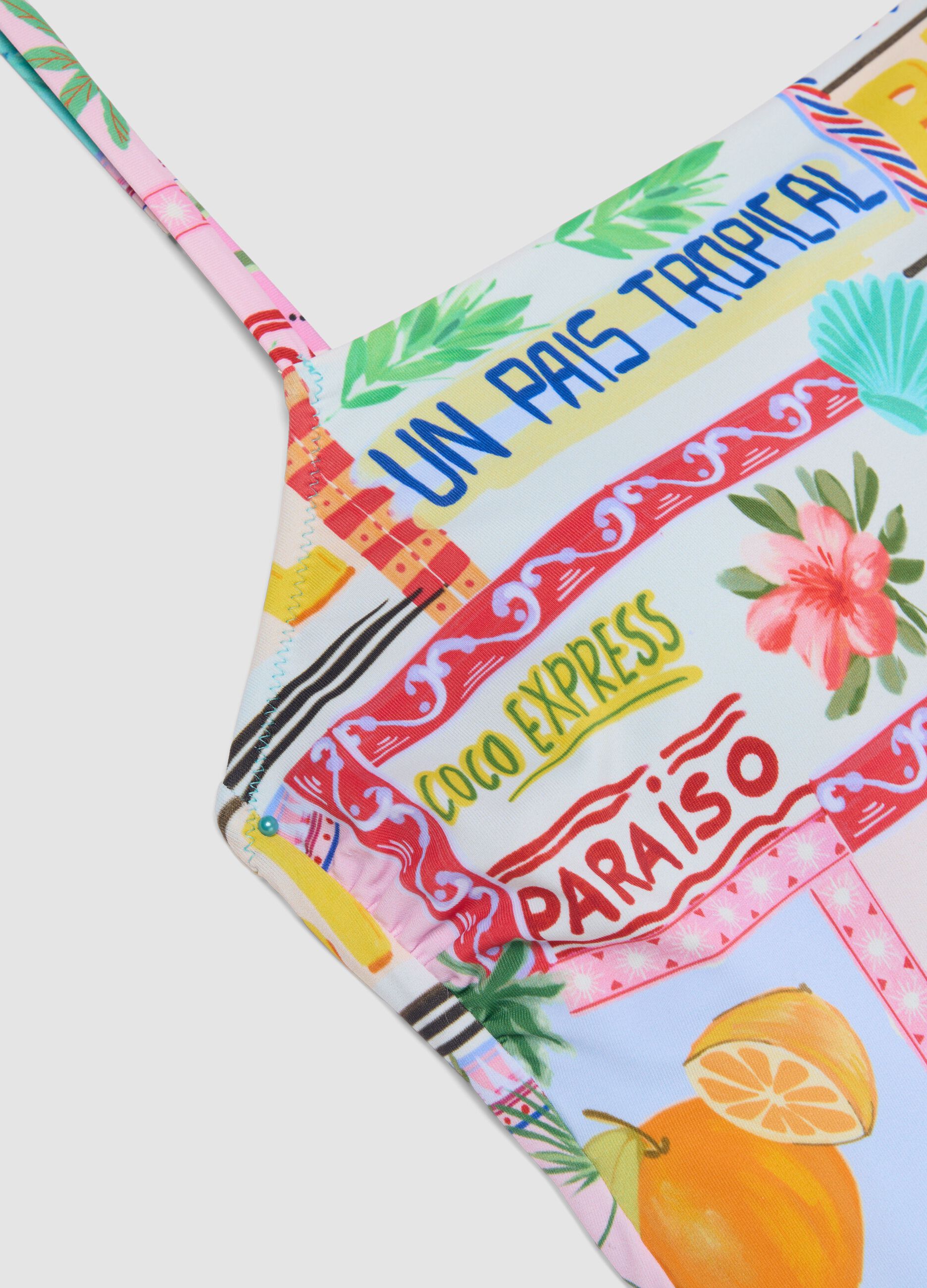 Multicolour stretch fabric swimsuit