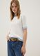 White viscose-blend T-shirt with contrast trims_0