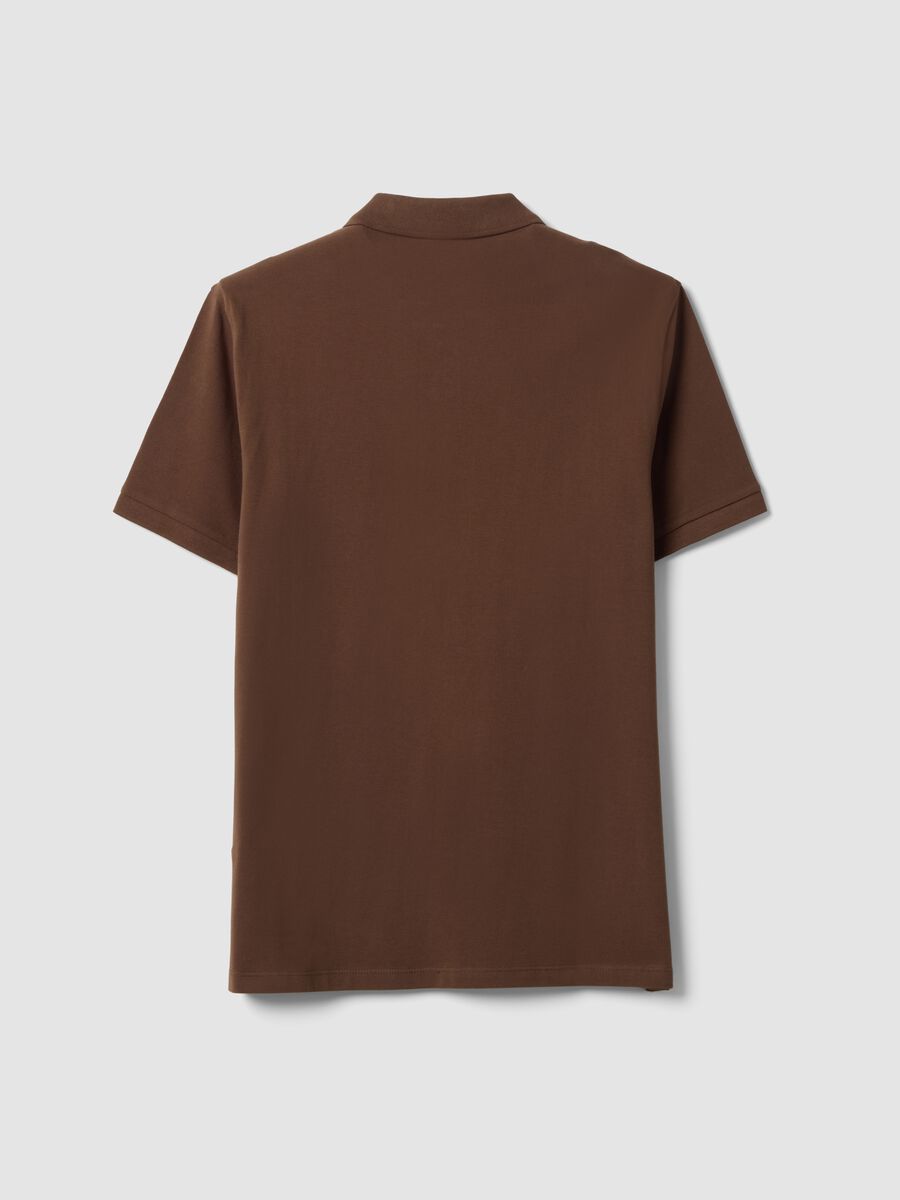 Brown pure cotton piqu&eacute; polo with classic collar, regular fit_5