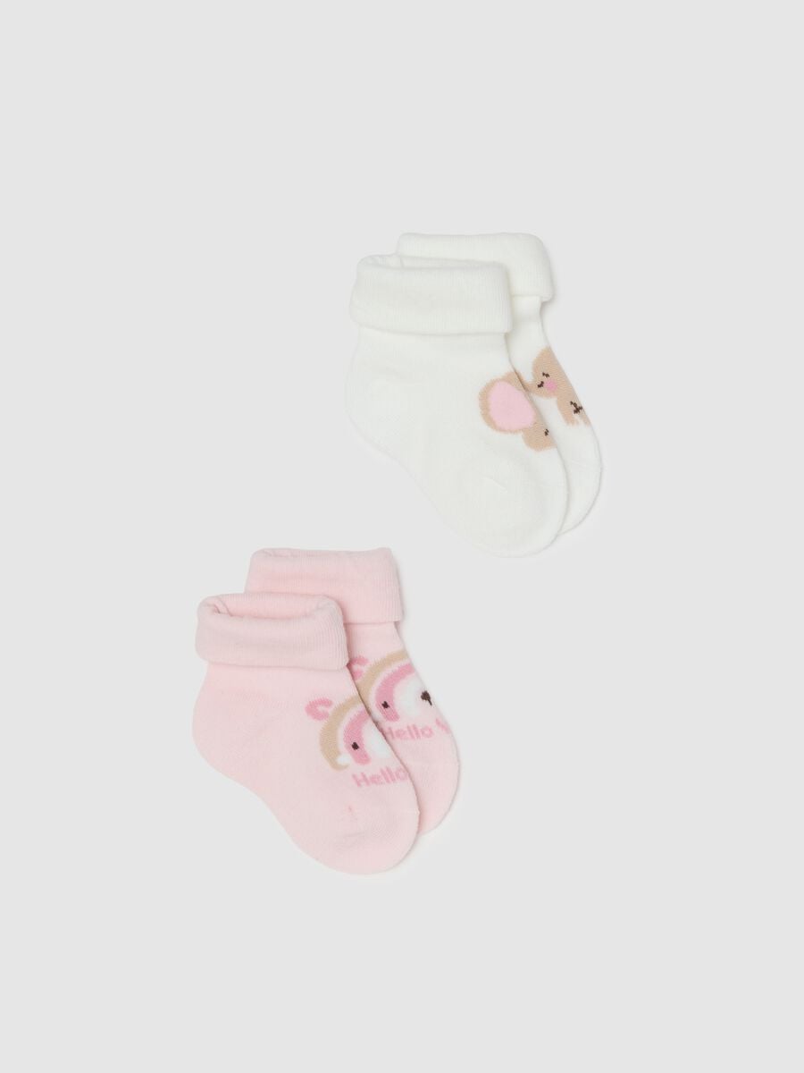 Infant's multicolour cotton-blend socks twin pack with prints_0