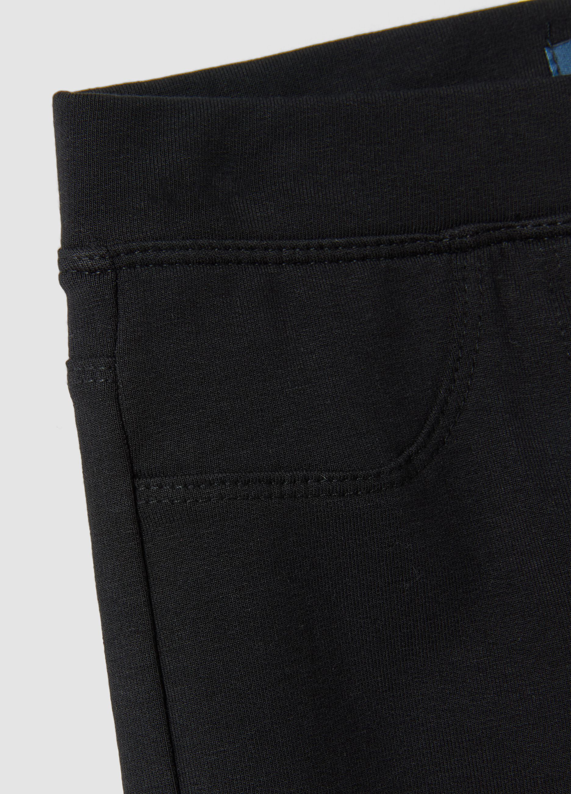 Girls&rsquo; black slim-fit stretch organic cotton treggings