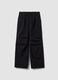 Black stretch-fabric parachute-fit trousers_0