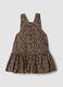 Brown pure cotton dress with animal print, oversized fit_1
