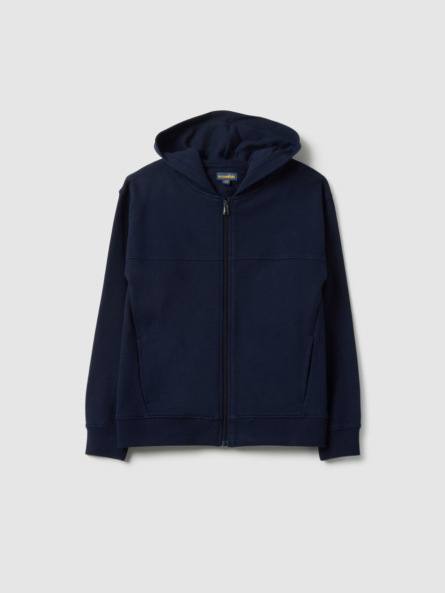 Boy's blue hoodie in pure cotton with oversized fit and zip_3