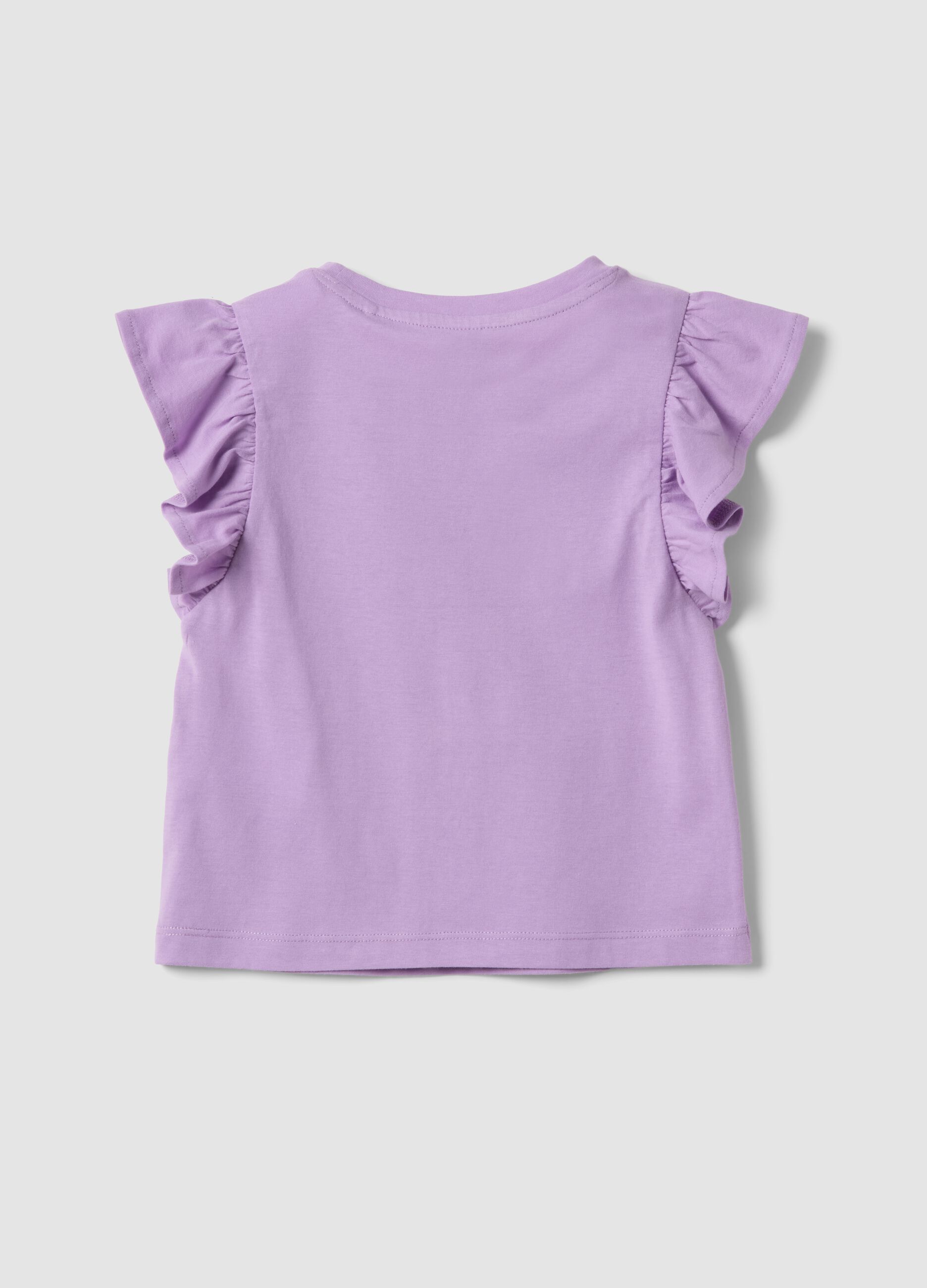Purple organic cotton top with frills