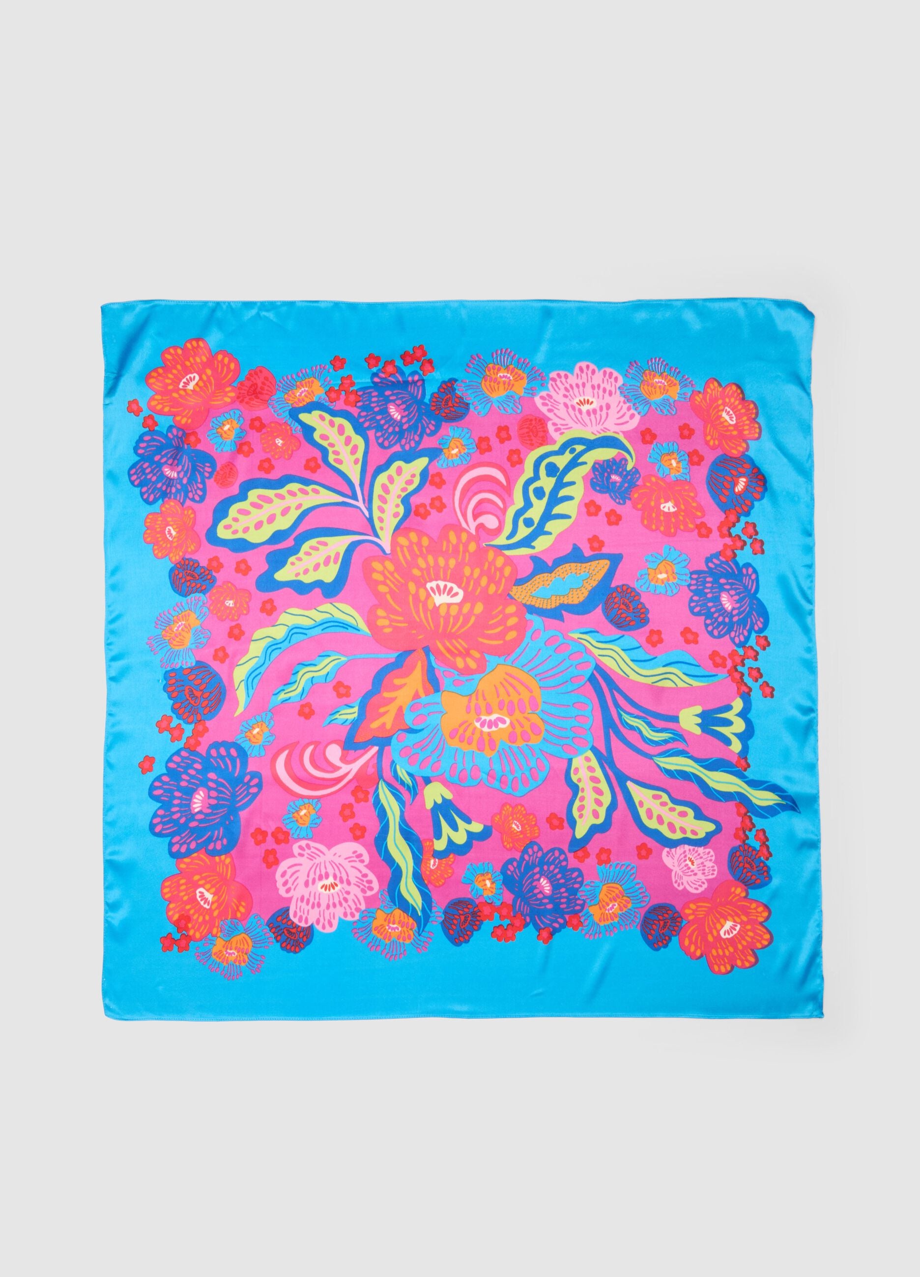 Lightweight Multicolour Scarf with Floral Print
