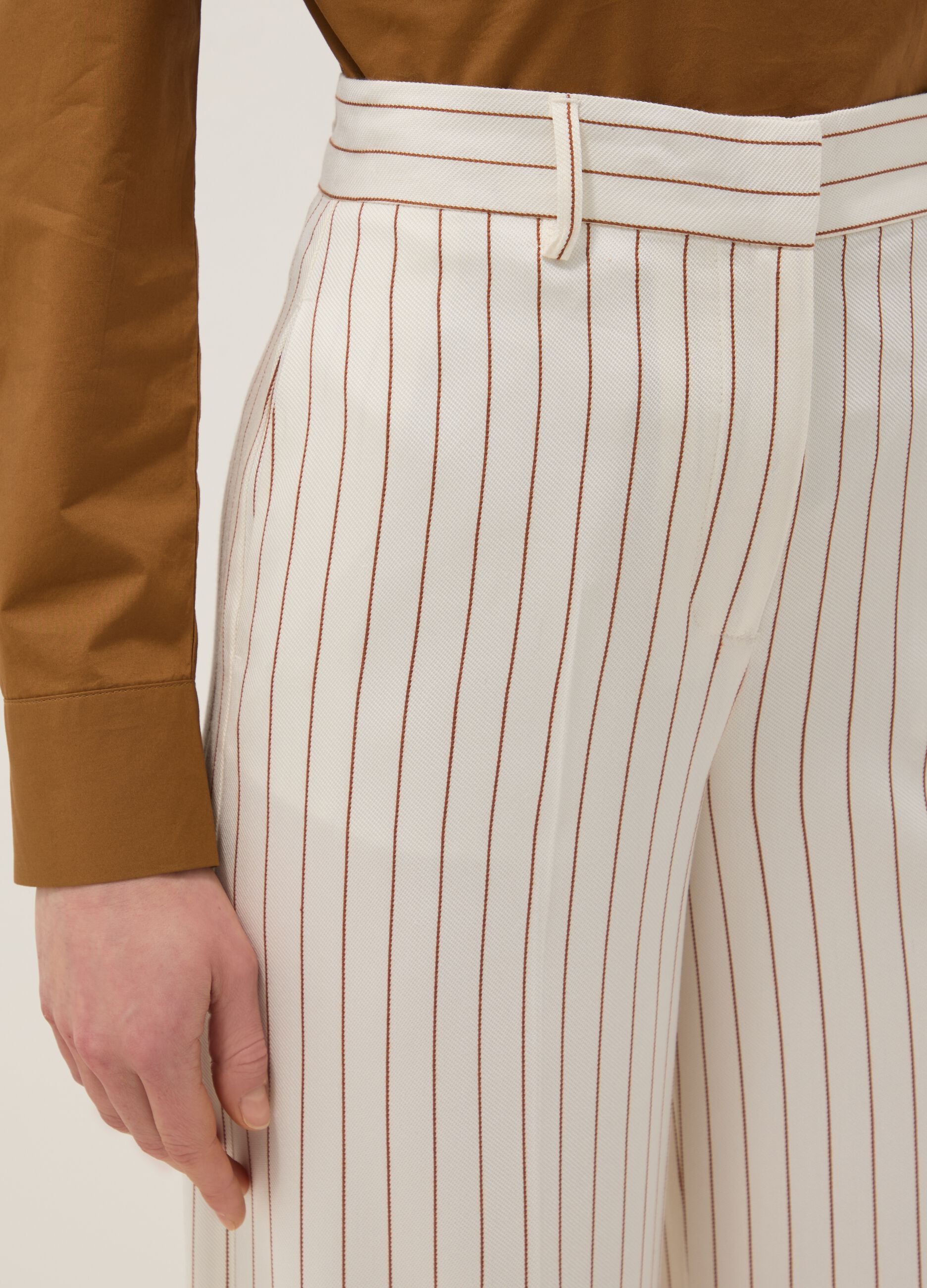 Multicolour Striped Viscose Blend Trousers with Oversized Fit