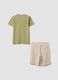Green pure cotton set with T-shirt and shorts_4
