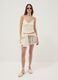 Yellow stretch cotton fitted lace top_1