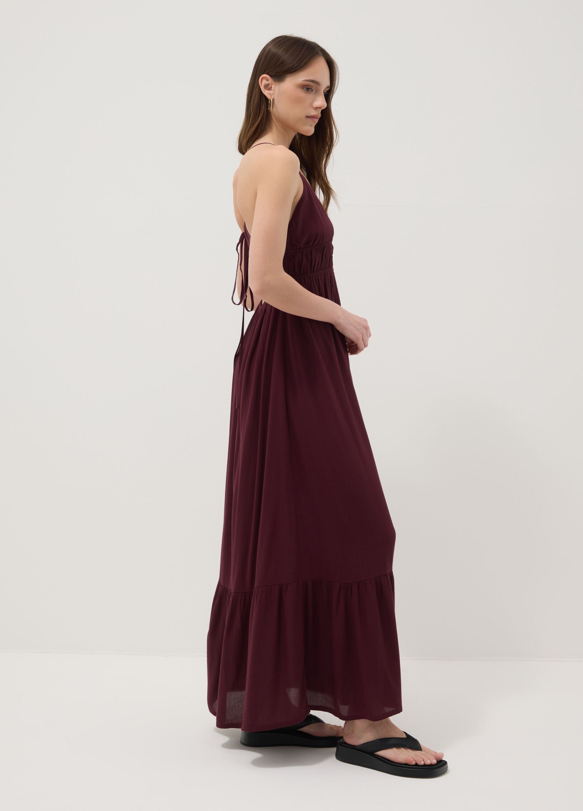 Purple maxi dress in pure viscose