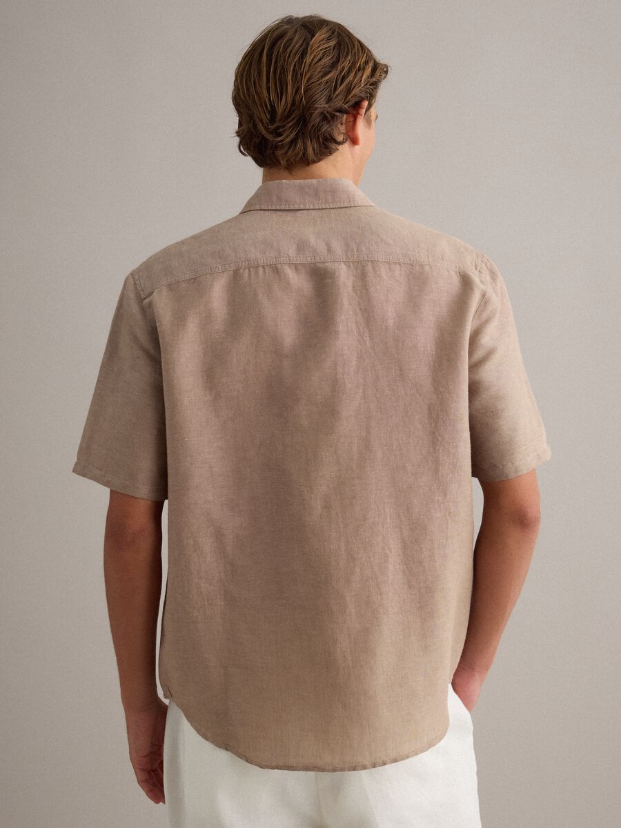 Beige Linen-Cotton Blend Regular Fit Shirt_3