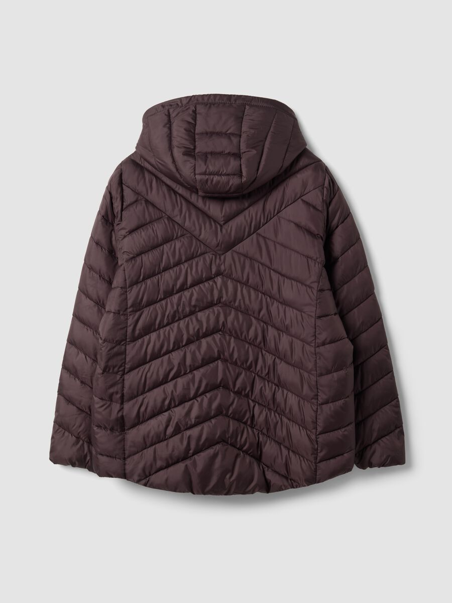 Ultralight purple quilted hooded jacket with zip, regular fit_6
