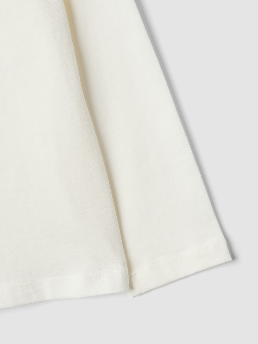 White pure organic cotton T-shirt with bow print for girls_3