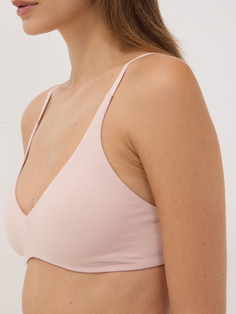 Pink organic stretch cotton triangle bra_2