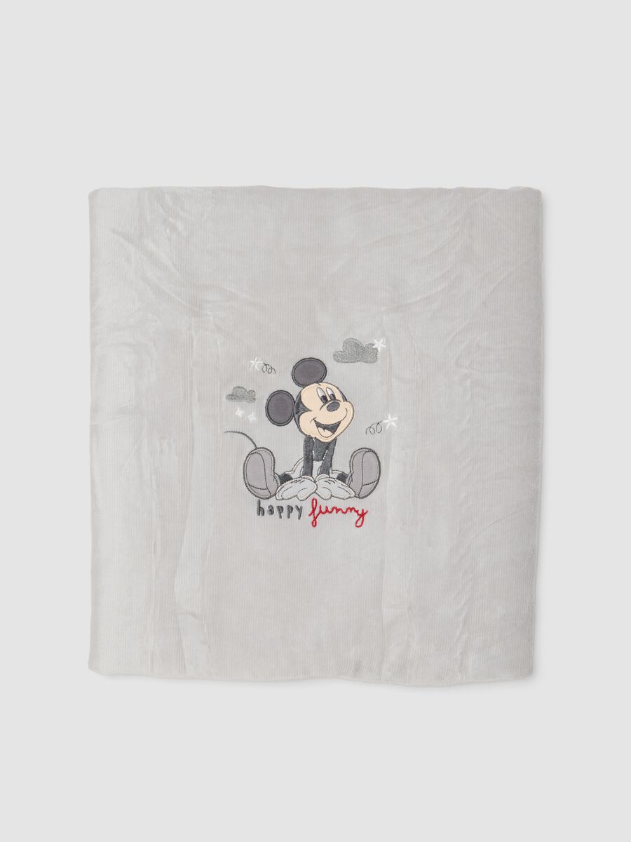 Copertina grigia in cotone organico elasticizzato con ricamo Mickey_0