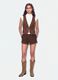 Brown stretch fabric gilet with studs, regular fit_1