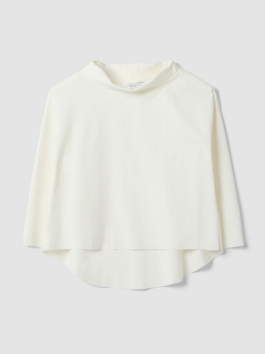 White regular fit stretch cotton blend jumper with wide neckline_4